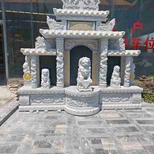 孝感芝麻白中国黑石材套墓 花岗岩墓碑